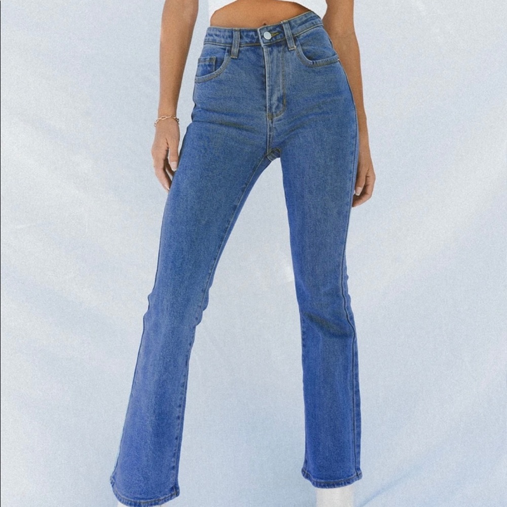 Princess polly dark wash flare denim jeans Size 4